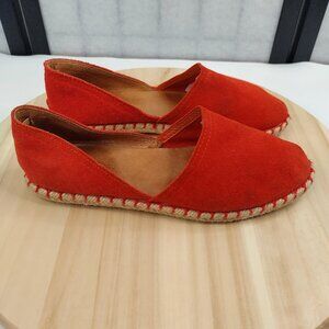 Saks Fifth Avenue Red Espadrille Suede Slip-on Flats Women 38/ US 8